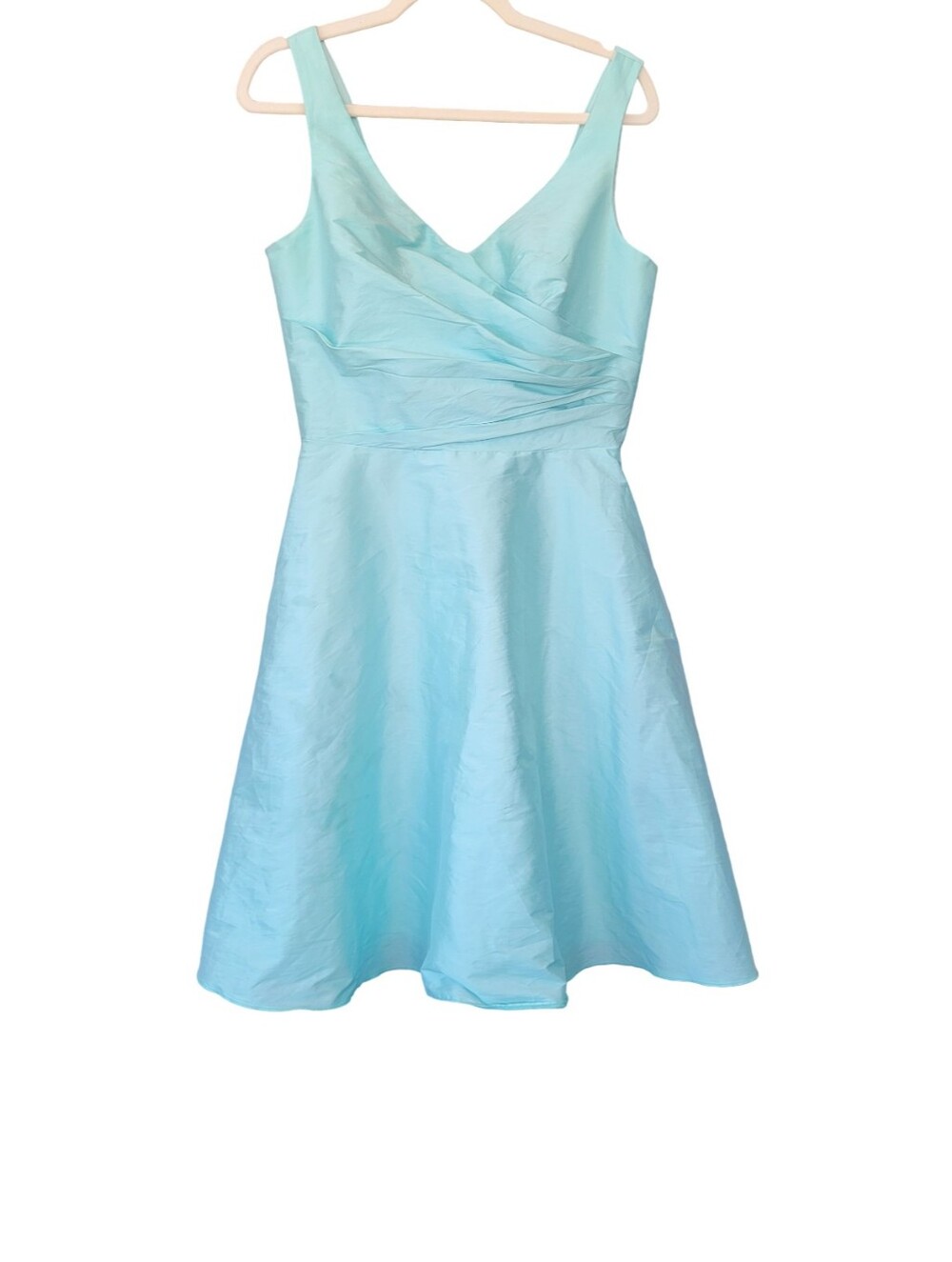 ALFRED SUNG Aqua V-Neck Fit & Flare Mini Dress Lined Pockets Sz 10